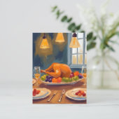 kalkoenendiner | Happy Thanksgiving Painted Holida Briefkaart (Staand voorkant)