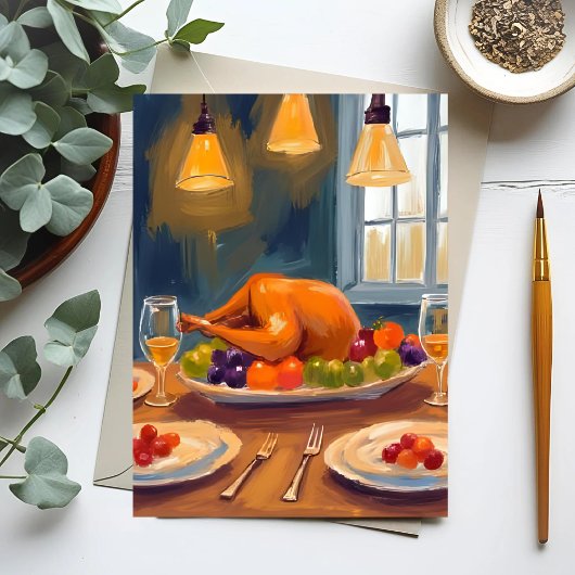 kalkoenendiner | Happy Thanksgiving Painted Holida Briefkaart
