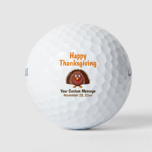 Kalkoenfamilie Dankdag Herfst Herfstviering Golfballen (Voorkant)
