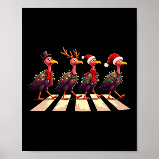 Kalkoengier Overstekend Weg Kerstmis Poster (Voorkant)