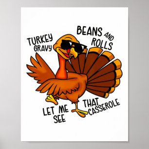 Kalkoengravybonen en broodjes Cerole Funny Thanksg Poster