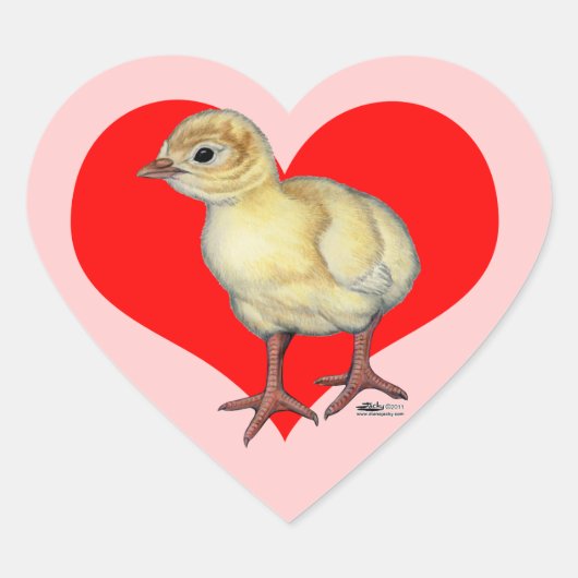 Kalkoenkuikenhart Hart Sticker (Voorkant)