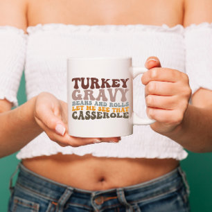 Kalkoensaus Bonen En Broodjes Fall Thanksgiving Tweekleurige Koffiemok