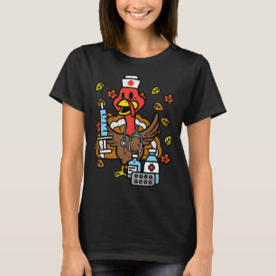 Kalkoense verpleegster thanksgiving herfst scrub v t-shirt