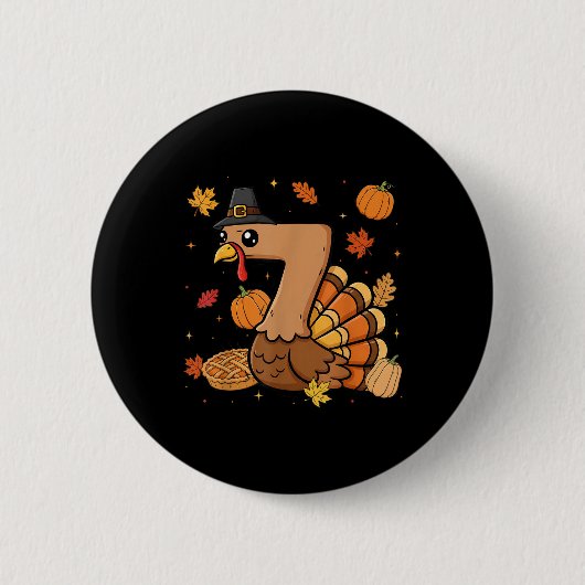 Kalkoon 7 Dankzegging Pompoen Gen Z Alpha Meme Mat Ronde Button 5,7 Cm (Voorkant)