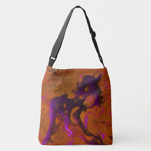 Kalksteen Abstract in appelen en verbrand Sinaasap Crossbody Tas (Achterkant)