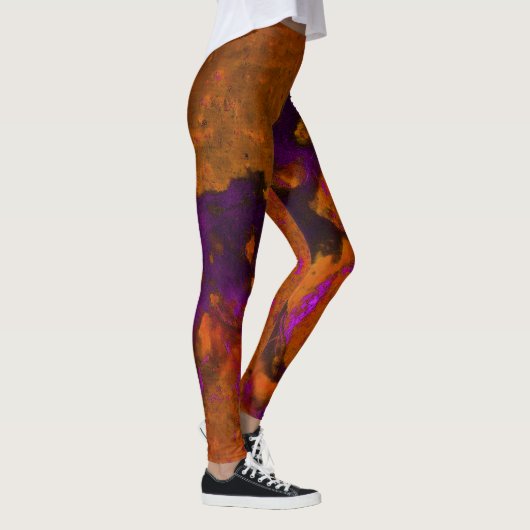 Kalksteen Abstract in appelen en verbrand Sinaasap Leggings (Rechts)