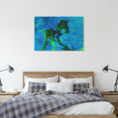 Kalksteen Abstract in de Groenen en Aqua Blues Canvas Afdruk (Insitu (Slaapkamer))