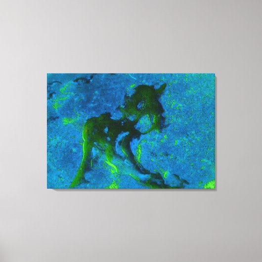 Kalksteen Abstract in de Groenen en Aqua Blues Canvas Afdruk (Voorkant)