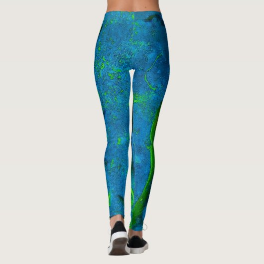 Kalksteen Abstract in de Groenen en Aqua Blues Leggings (Achterkant)