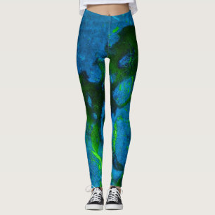 Kalksteen Abstract in de Groenen en Aqua Blues Leggings