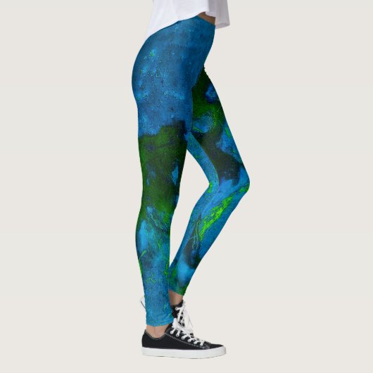Kalksteen Abstract in de Groenen en Aqua Blues Leggings (Rechts)