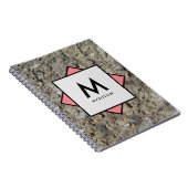 Kalksteen Fossielen met Jouw naam en Monogram op Notitieboek (Rechterzijde)