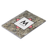 Kalksteen Fossielen met Jouw naam en Monogram op Notitieboek (Linkerzijde)