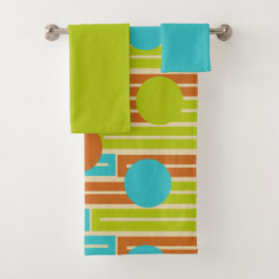 Kalksteen groen, kaneel bruin, Turquoise Rechthoek Bad Handdoek