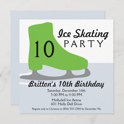 Kalksteen Groen Schaats Datum Ice Skating Birthday Kaart (Voorkant / Achterkant)