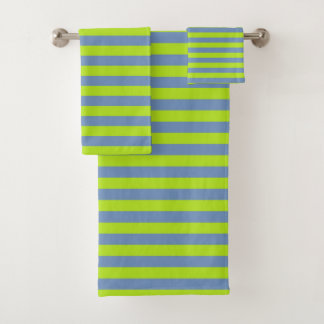 Kalksteengroen en blauw/grijze strepen bad handdoek