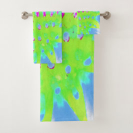 Kalksteengroen en Paarse Abstracte-klonventilator Bad Handdoek