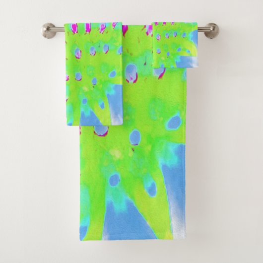 Kalksteengroen en Paarse Abstracte-klonventilator Bad Handdoek (Insitu)