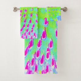 Kalksteengroen en Paarse Abstracte-klonventilator Bad Handdoek