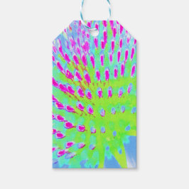 Kalksteengroen en Paarse Abstracte-klonventilator Cadeaulabel