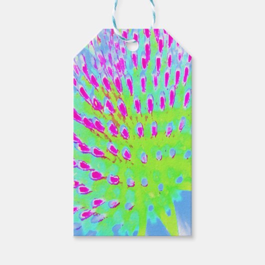 Kalksteengroen en Paarse Abstracte-klonventilator Cadeaulabel (Voorkant)