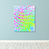 Kalksteengroen en Paarse Abstracte-klonventilator Canvas Afdruk (Insitu (Houten vloer))