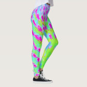 Kalksteengroen en Paarse Abstracte-klonventilator Leggings (Rechts)