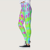 Kalksteengroen en Paarse Abstracte-klonventilator Leggings (Links)