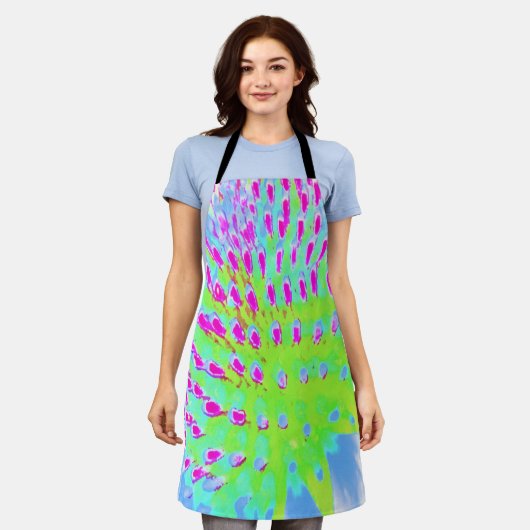 Kalksteengroen en Paarse Abstracte-klonventilator Schort (Gedragen)