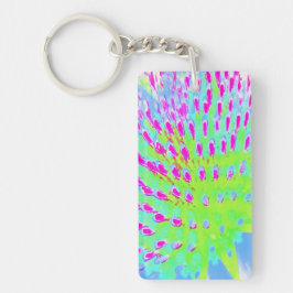 Kalksteengroen en Paarse Abstracte-klonventilator Sleutelhanger