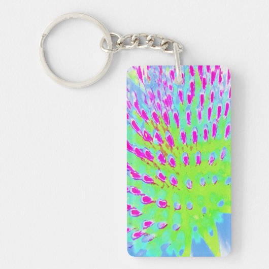 Kalksteengroen en Paarse Abstracte-klonventilator Sleutelhanger (Voorkant)