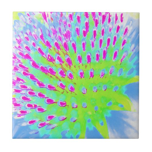 Kalksteengroen en Paarse Abstracte-klonventilator Tegeltje (Voorkant)