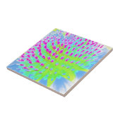 Kalksteengroen en Paarse Abstracte-klonventilator Tegeltje (Zijkant)