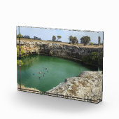 Kalkstenen kliffen en smaragdgroene wateren fotoblokken (Rechts)