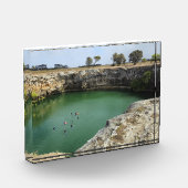 Kalkstenen kliffen en smaragdgroene wateren fotoblokken (Links)