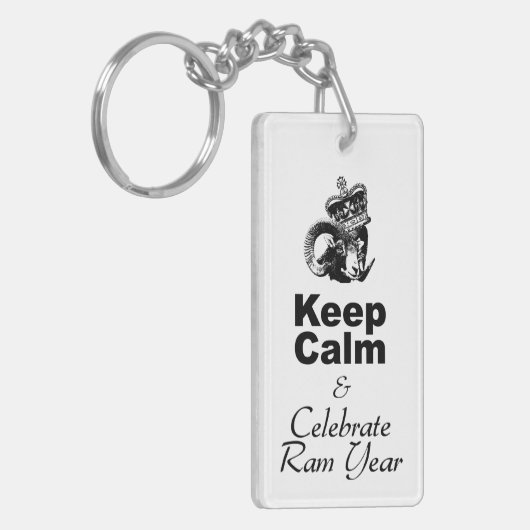 Kalktemelebrate Ram Jaar Monogram 2side KC Sleutelhanger (Voorkant Links)