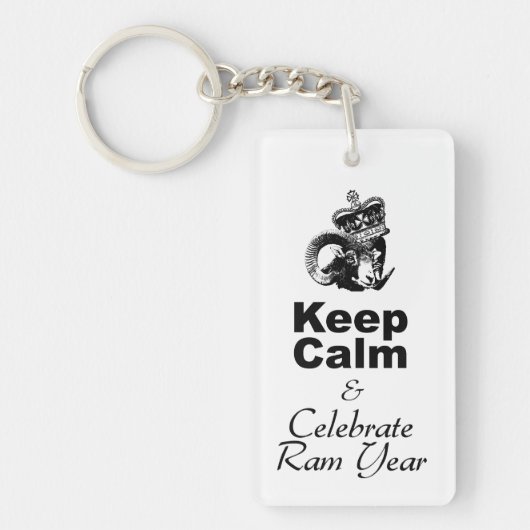 Kalktemelebrate Ram Jaar Monogram 2side KC Sleutelhanger (Voorkant)