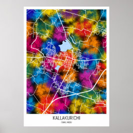 Kallakurichi Tamil Nadu Stadsplattegrond Poster