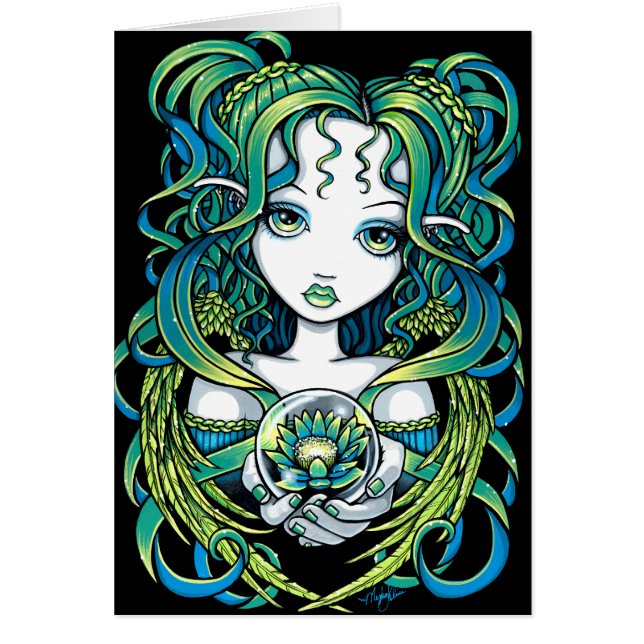"Kallan" Green Lotus Water Angel Card (Voorkant)