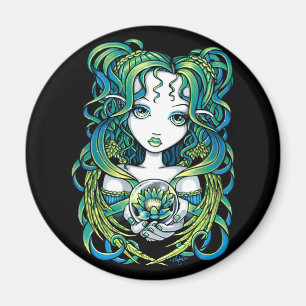 "Kallan" Green Lotus Water Angel Magnet