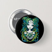 "Kallan" Green Lotus Water Angel Pinback Button (Voorkant /achterkant)