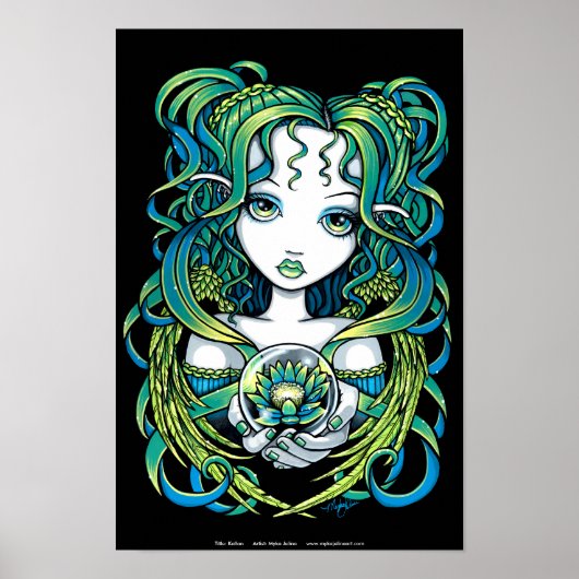 "Kallan" Green Lotus Water Angel Poster (Voorkant)