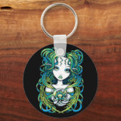 "Kallan" Green Lotus Water Angel Sleutelhanger (Voorkant)