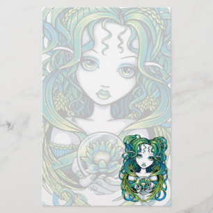 "Kallan" Green Lotus Water Angel Stationery Briefpapier