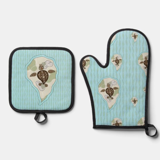 Kallie de Zee schildpad Ovenwant & Pannenlap Set (Voorkant)