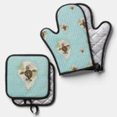 Kallie de Zee schildpad Ovenwant & Pannenlap Set (Voorkant / Achterkant)