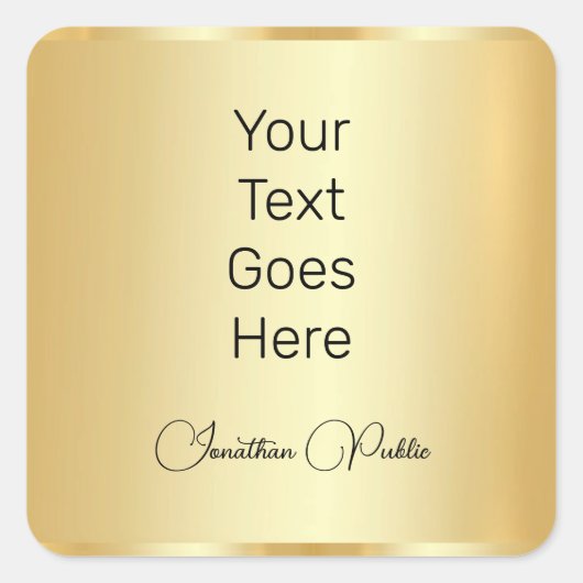 Kalligrafeerde Faux Gold Elegant Sjabloon Trendy Vierkante Sticker (Voorkant)