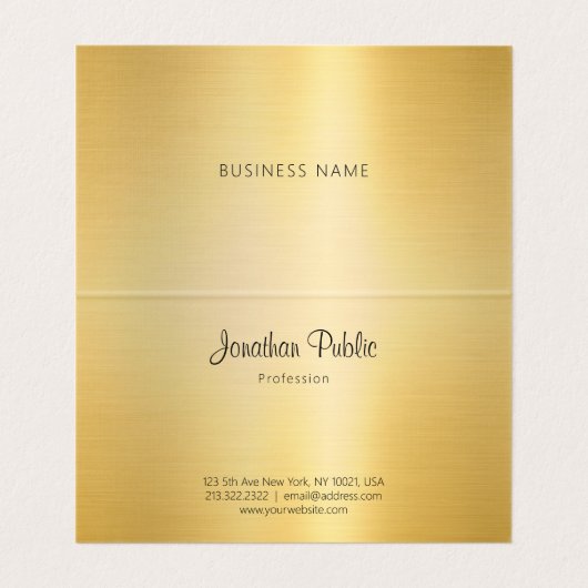 Kalligrafeerde Monogram Modern Faux Gold Script Visitekaartje (Binnenkant ongevouwen)