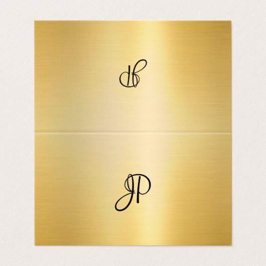 Kalligrafeerde Monogram Modern Faux Gold Script Visitekaartje (Buitenkant ongevouwen)